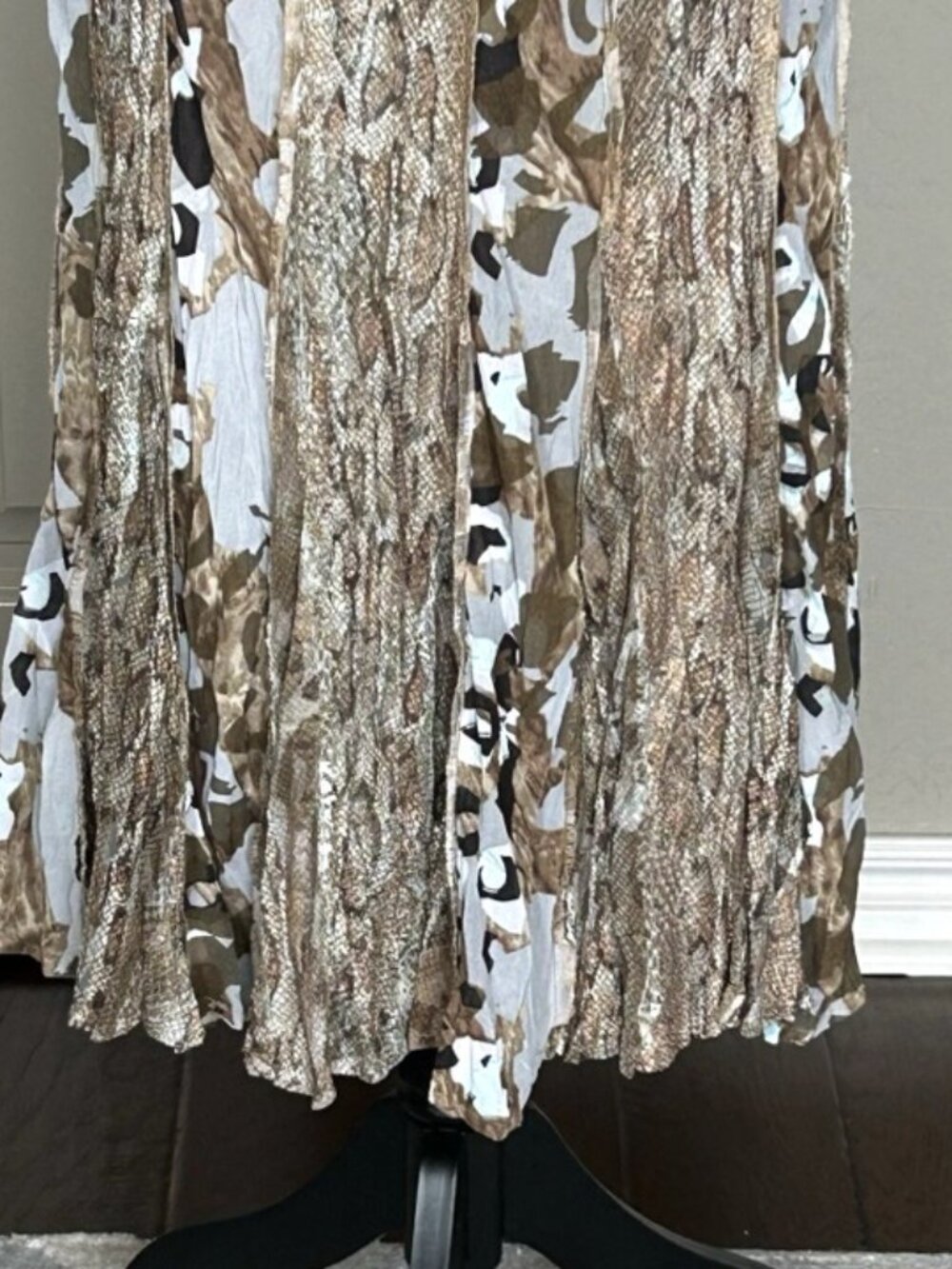 Alberto Makali Animal Print Metallic Mesh Full Skirt Sz 14 Mixed Media Statement - Picture 4 of 9